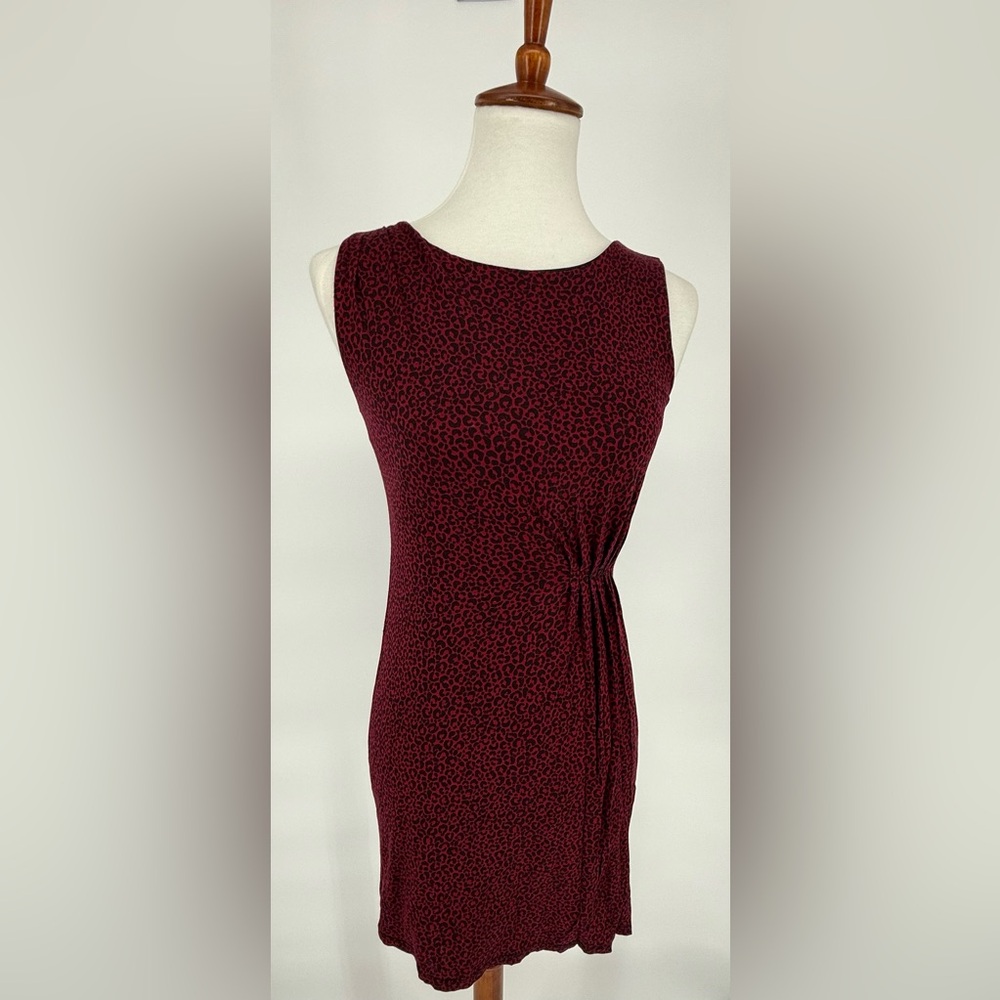Ann Taylor LOFT Leopard Print Pink & Black Dress w/Gathered Waist Sz. XSP